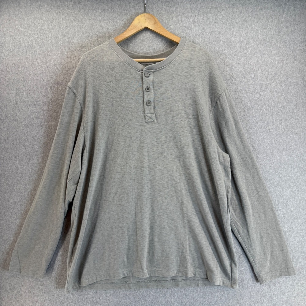 Old Navy Gray Long Sleeve Henley Shirt 1/4 Button Casual Top‎ Mens Size XXL